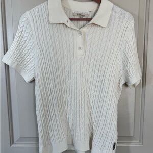 Barbour Cream Cable Knit Polo